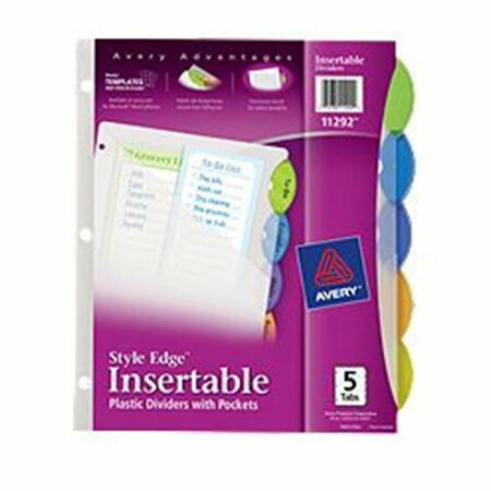 INKINJECTION Style Edge Insertable Plastic Dividers With Pockets, 5-Tab Set IN22350